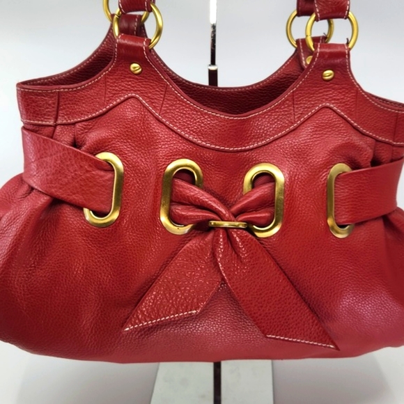 Vera Pelle Red Leather Shoulder Handbag with leather pouch - Picture 8 of 8